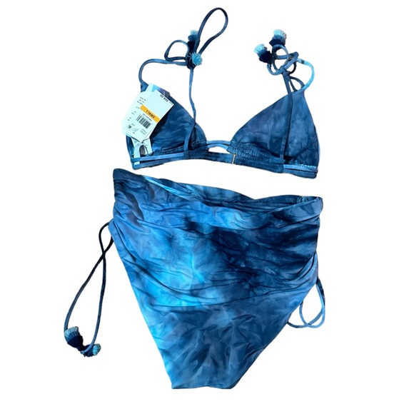 Isabella Rose NWT Blue Tye Dye High Waisted Bikini Size S/M - Picture 2 of 7